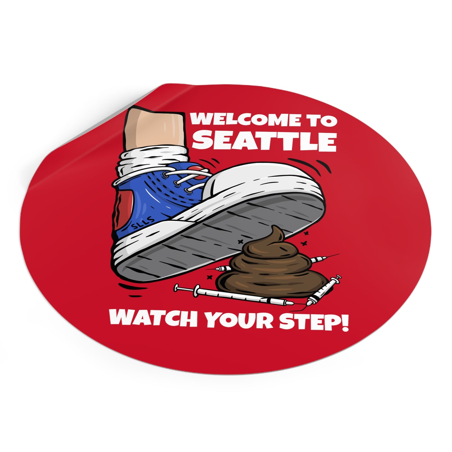Welcome to Seattle | Red Round Vinyl Sticker